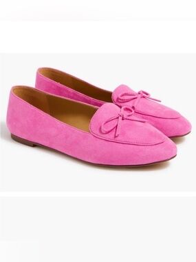 J. Crew Factory pink suede bow loafers, size 8.5, EUC